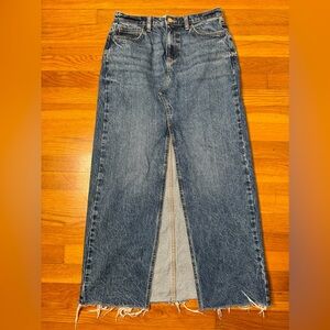 Zara Dark Blue Denim A-Line Maxi Skirt